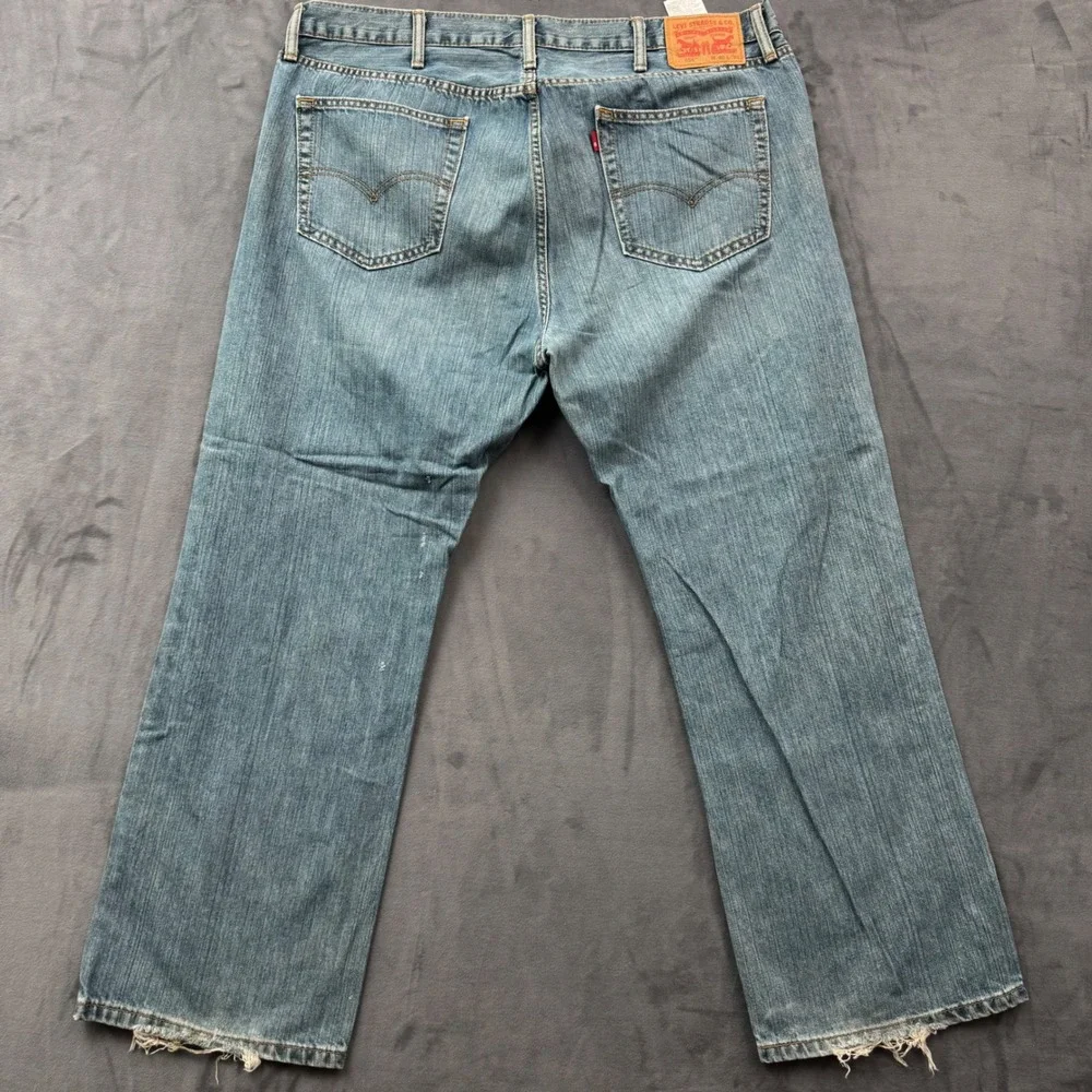 Levis 559 Relaxed Straight Leg Jeans Men 40x30 Medium Wash Blue Denim Distressed